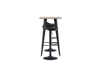 Tempe & Adesto Barbord 60 x 60 Valnød + Barstol 2-pak Sort
