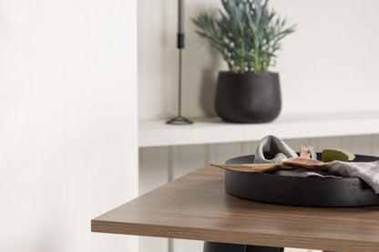 Tempe & Adesto Barbord 60 x 60 Valnød + Barstol 2-pak Sort