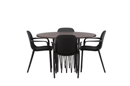 Baltimore & Stone Spisebordsstol 2-pak Sort + Rundt Spisebord ⌀120 Mocca
