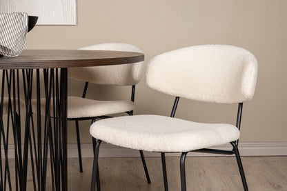 Chico & Stone Spisebordsstol 2-pak Hvid + Rundt Spisebord ⌀120 Mocca