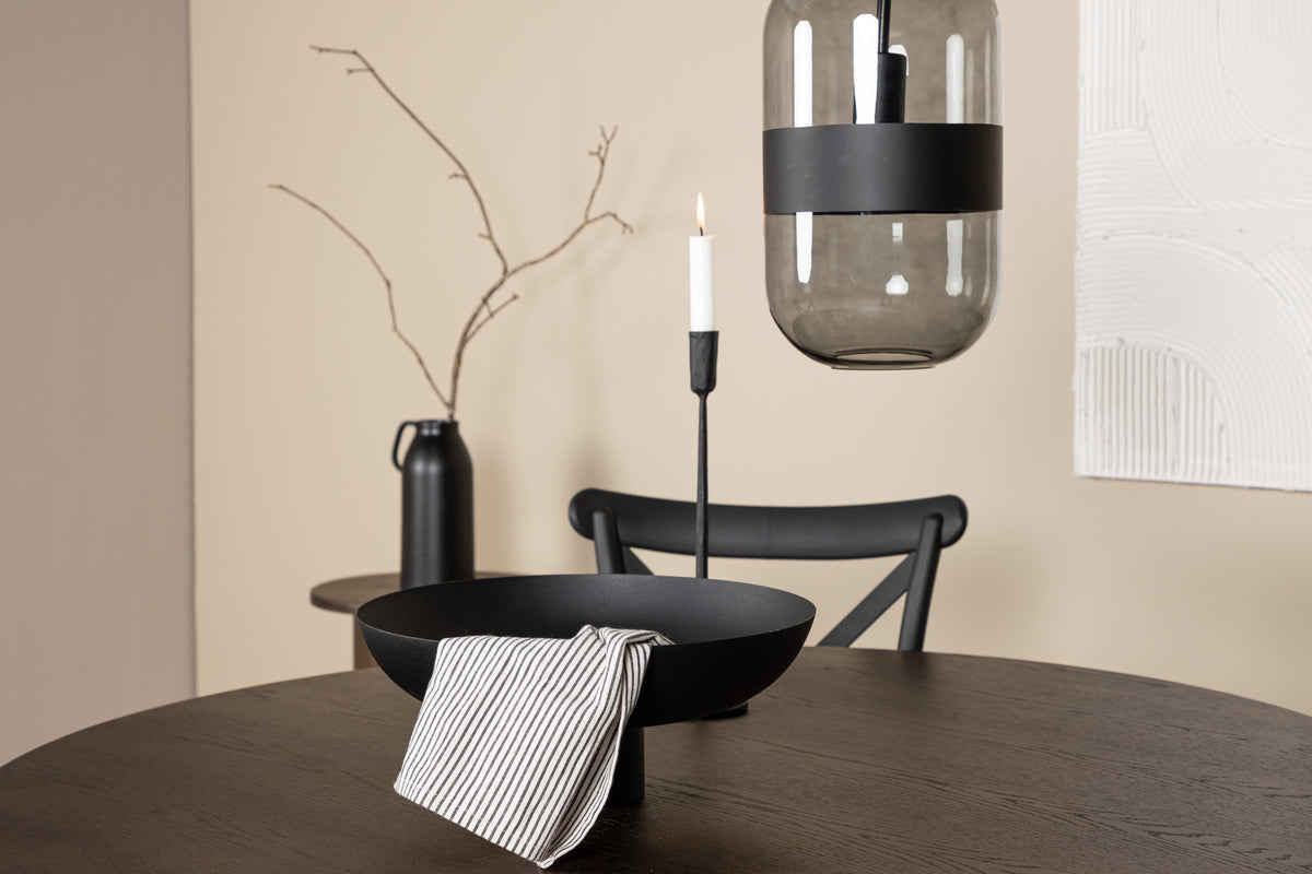 Crosett & Stone Spisebordsstol 2-pak Sort + Rundt Spisebord ⌀120 Mocca