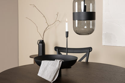 Crosett & Stone Spisebordsstol 2-pak Sort + Rundt Spisebord ⌀120 Mocca