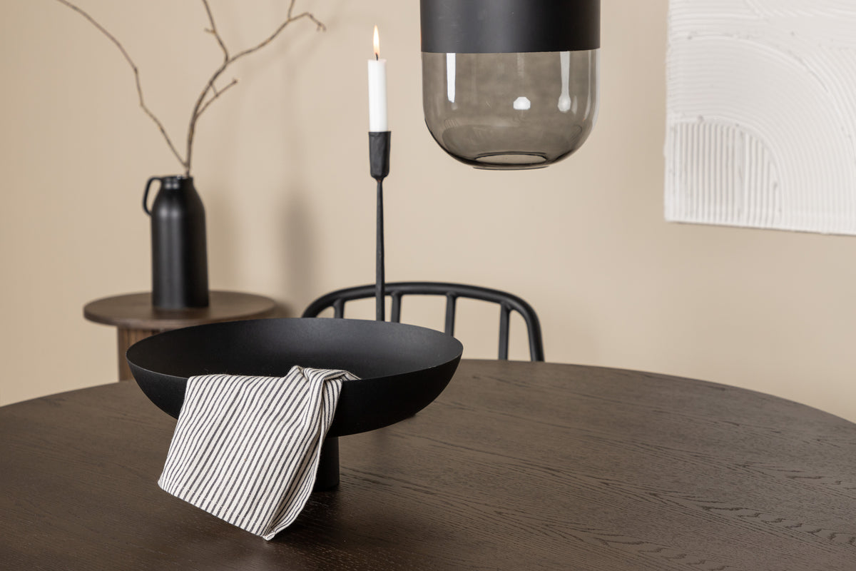 Dyrön & Stone Spisebordsstol 2-pak Sort + Rundt Spisebord ⌀120 Mocca