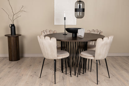 Limhamn & Stone Spisebordsstol 2-pak Beige + Rundt Spisebord ⌀120 Mocca