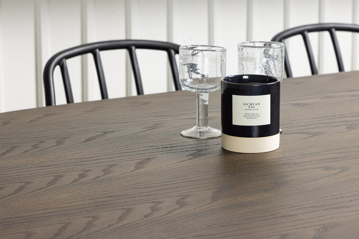 Dyrön & Stone Spisebordsstol 2-pak Sort + Oval Spisebord 220 x 100 Mocca