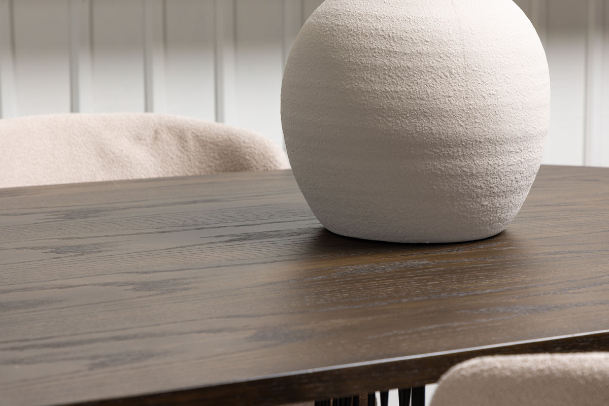 Modesto & Stone Spisebordsstol 2-pak Beige + Oval Spisebord 220 x 100 Mocca