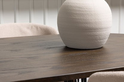 Modesto & Stone Spisebordsstol 2-pak Beige + Oval Spisebord 220 x 100 Mocca