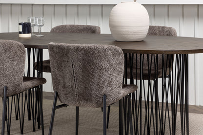 Modesto & Stone Spisebordsstol 2-pak Mørkegrå + Oval Spisebord 220 x 100 Mocca