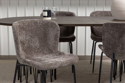 Modesto & Stone Spisebordsstol 2-pak Mørkegrå + Oval Spisebord 220 x 100 Mocca