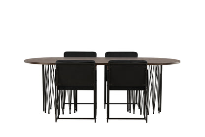 Richmond & Stone Spisebordsstol 2-pak Sort + Oval Spisebord 220 x 100 Mocca