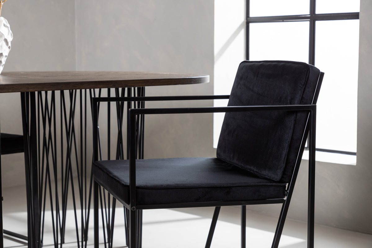 Richmond & Stone Spisebordsstol 2-pak Sort + Oval Spisebord 220 x 100 Mocca