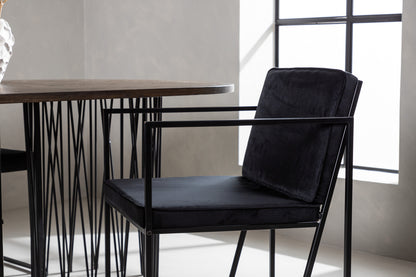 Richmond & Stone Spisebordsstol 2-pak Sort + Oval Spisebord 220 x 100 Mocca