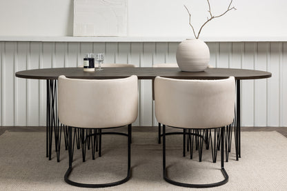 Stone & Simrishamn Oval Spisebord 220 x 100 Mocca + Spisebordsstol Beige