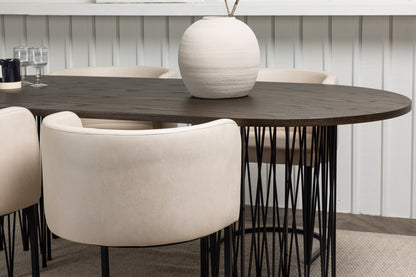 Stone & Simrishamn Oval Spisebord 220 x 100 Mocca + Spisebordsstol Beige