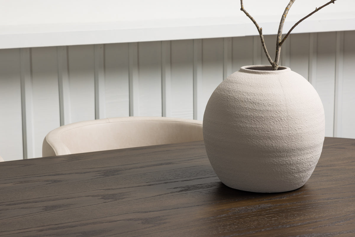 Stone & Simrishamn Oval Spisebord 220 x 100 Mocca + Spisebordsstol Beige