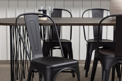 Tempe & Stone Spisebordsstol 4-pak Sort + Oval Spisebord 220 x 100 Mocca