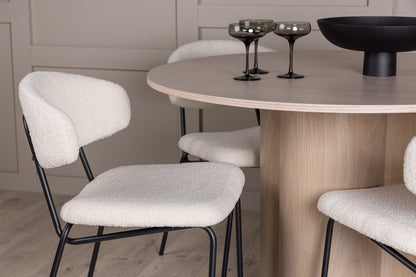 Chico & Olivia Spisebordsstol 2-pak Hvid + Rundt Spisebord ⌀110 Hvidvask