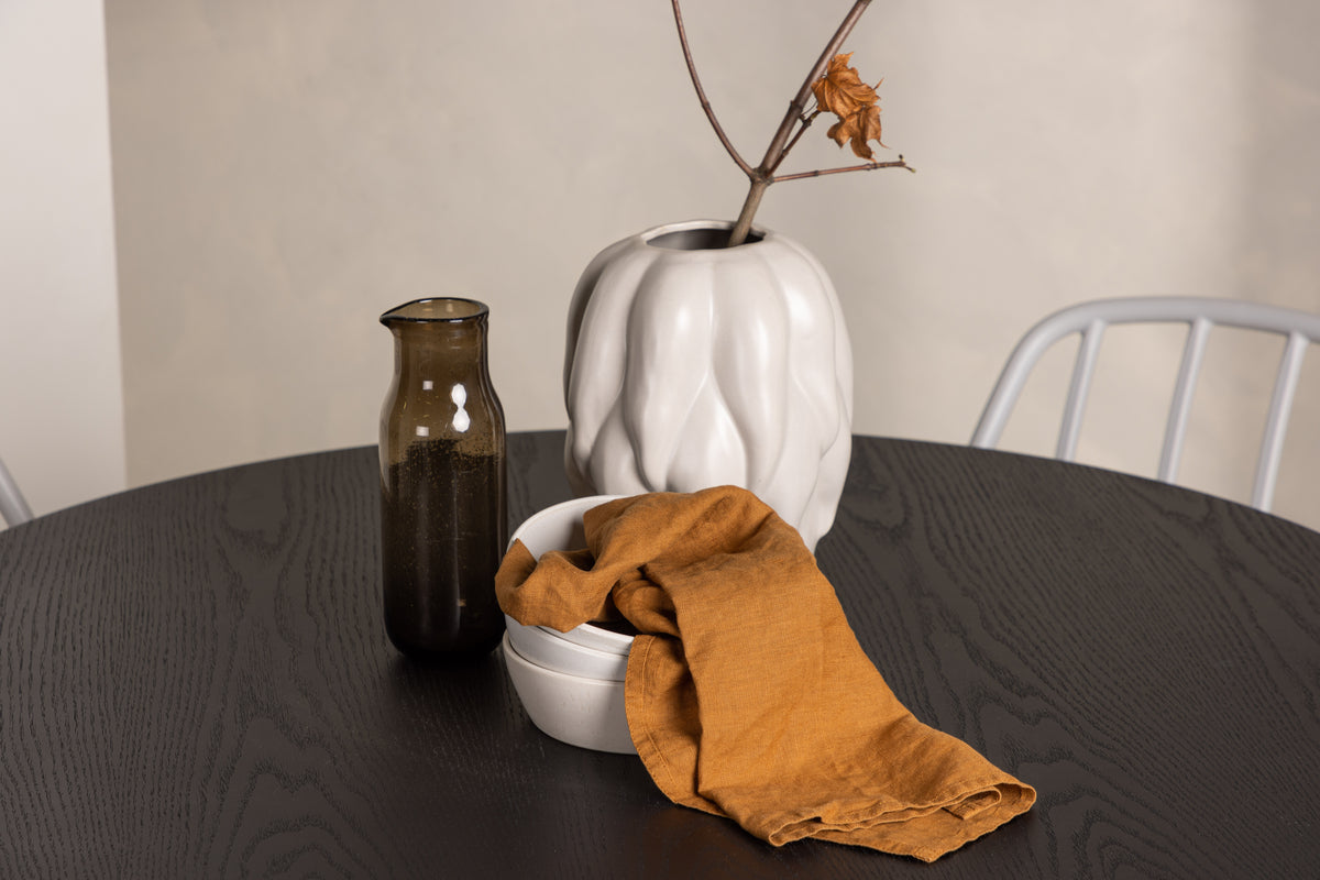 Dyrön & Olivia Spisebordsstol 2-pak Lys Grå + Rundt Spisebord ⌀110 Sort