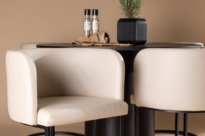 Olivia & Simrishamn Rundt Spisebord ⌀110 Sort + Spisebordsstol Beige