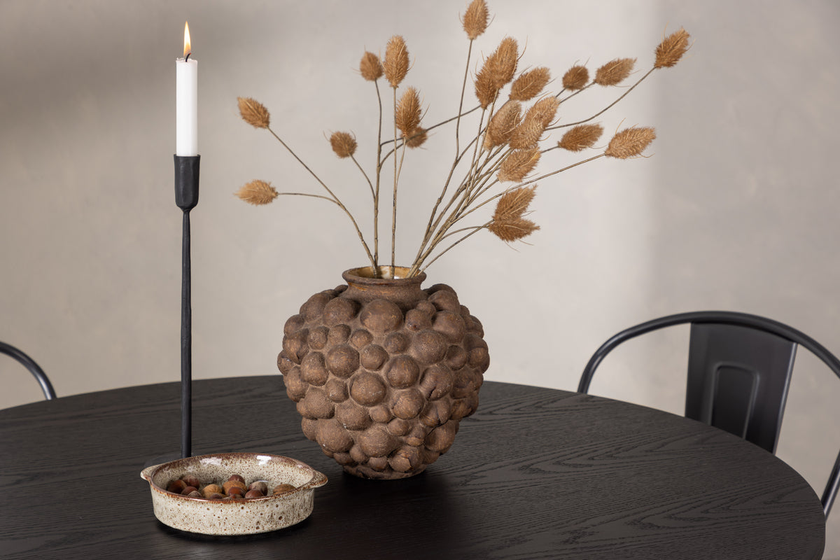 Tempe & Olivia Spisebordsstol 2-pak Valnød + Rundt Spisebord ⌀110 Sort