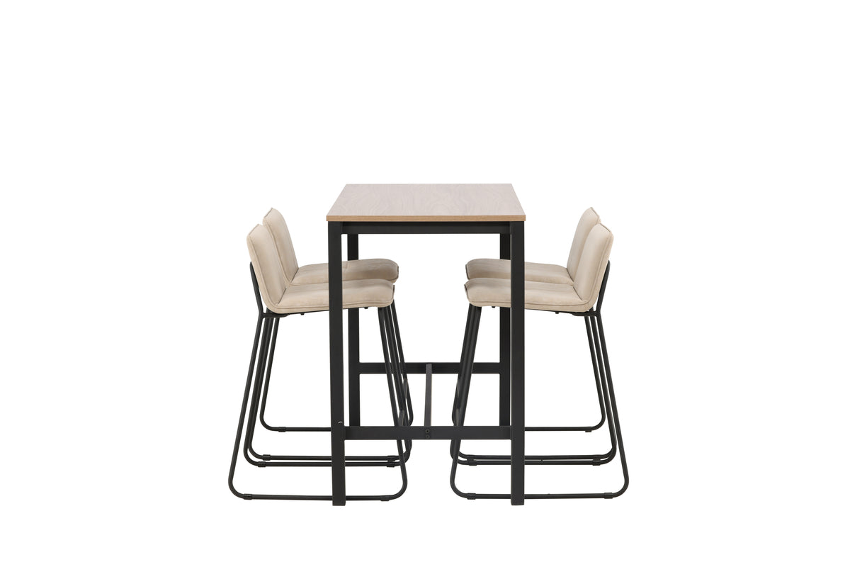 Barstol 2-pak Beige + Barbord 120 x 60 Valnød