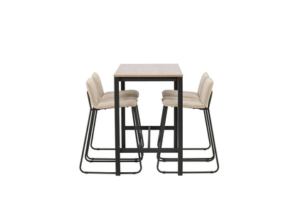 Barstol 2-pak Beige + Barbord 120 x 60 Valnød