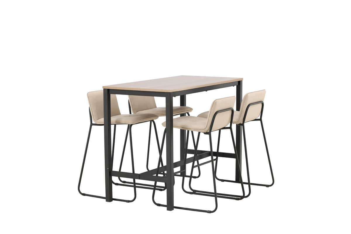 Barstol 2-pak Beige + Barbord 120 x 60 Valnød