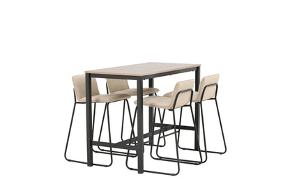 Barstol 2-pak Beige + Barbord 120 x 60 Valnød