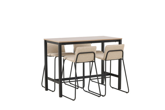 Barstol 2-pak Beige + Barbord 120 x 60 Valnød