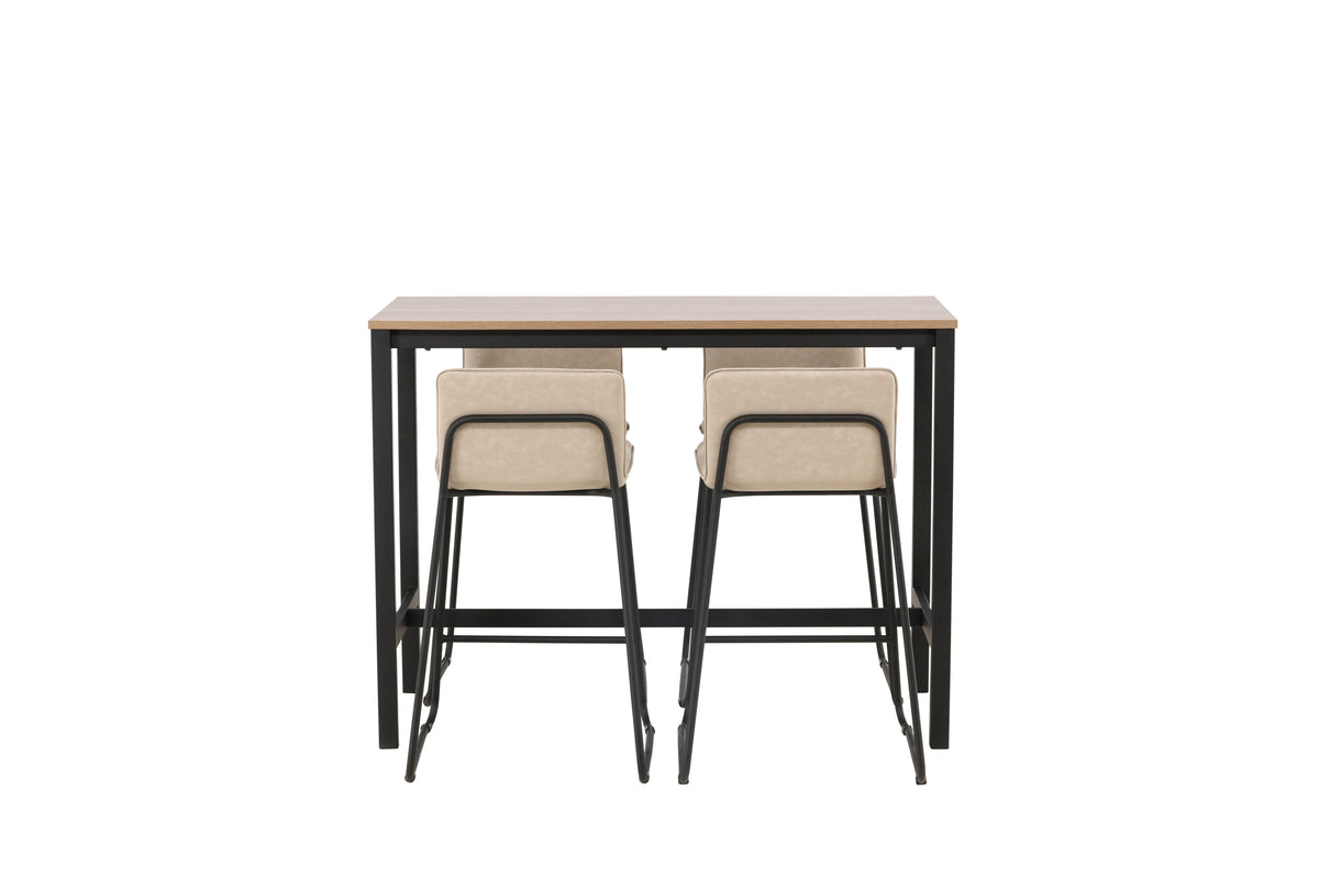 Barstol 2-pak Beige + Barbord 120 x 60 Valnød