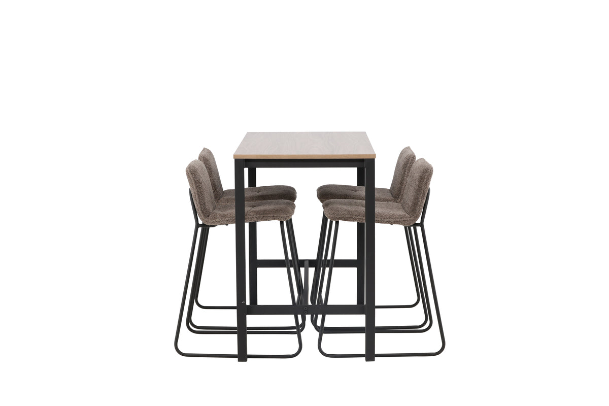 Barstol 2-pak Mørkegrå + Barbord 120 x 60 Valnød