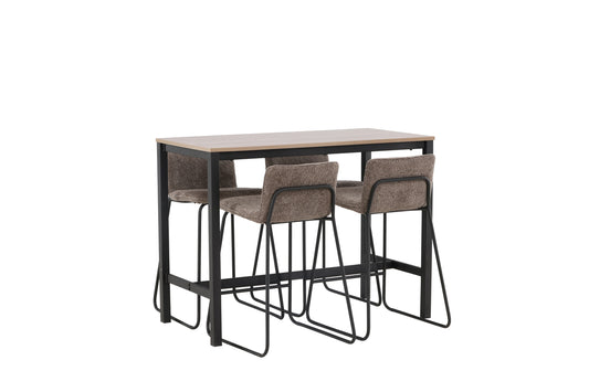 Barstol 2-pak Mørkegrå + Barbord 120 x 60 Valnød