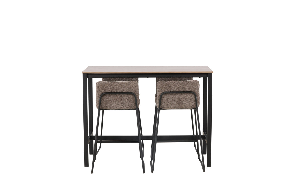 Barstol 2-pak Mørkegrå + Barbord 120 x 60 Valnød