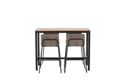 Barstol 2-pak Mørkegrå + Barbord 120 x 60 Valnød