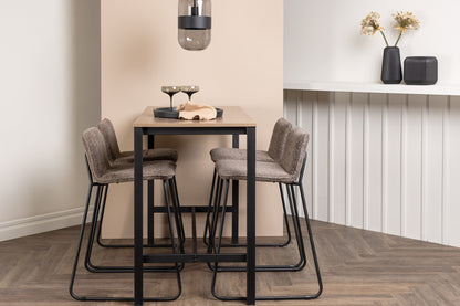 Barstol 2-pak Mørkegrå + Barbord 120 x 60 Valnød