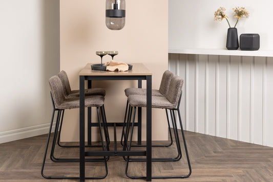 Barstol 2-pak Mørkegrå + Barbord 120 x 60 Valnød