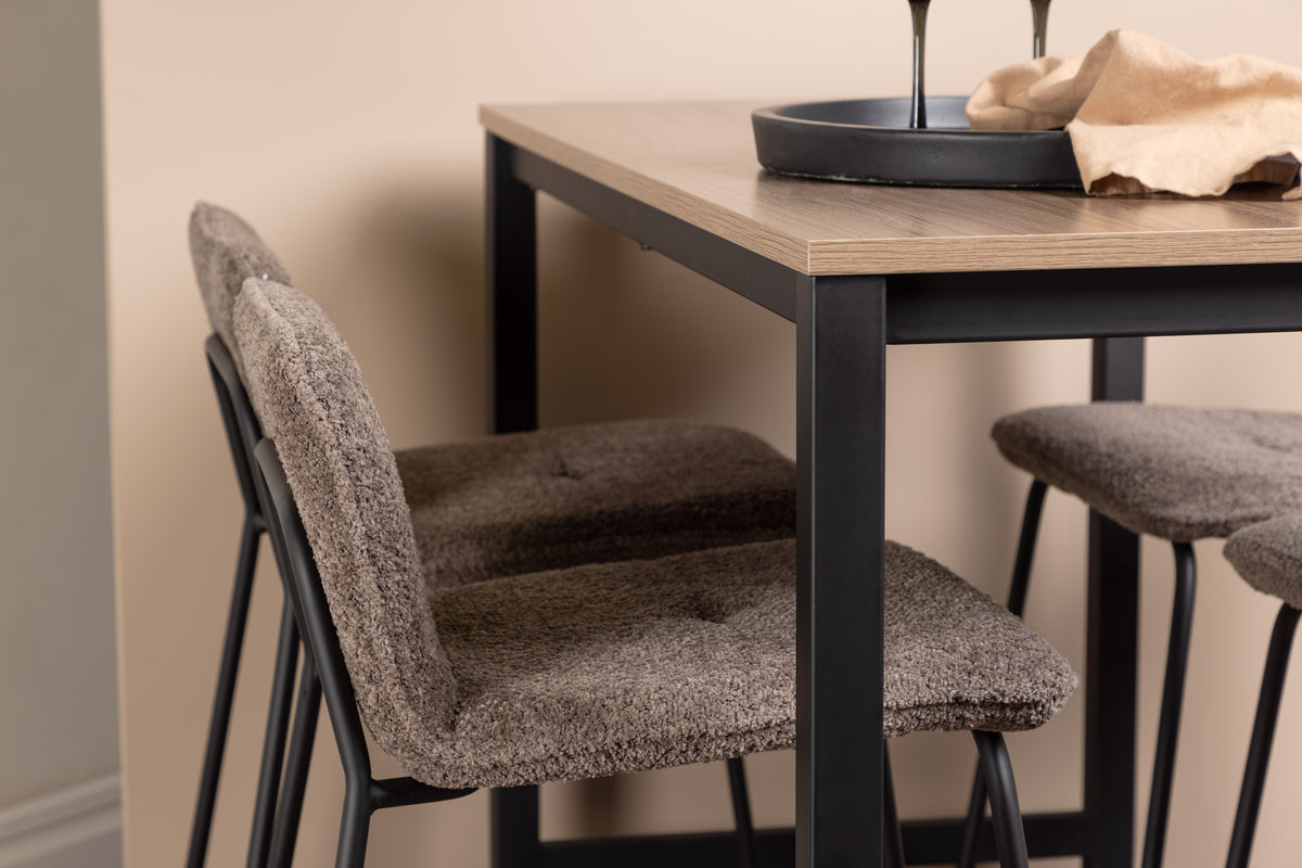 Barstol 2-pak Mørkegrå + Barbord 120 x 60 Valnød