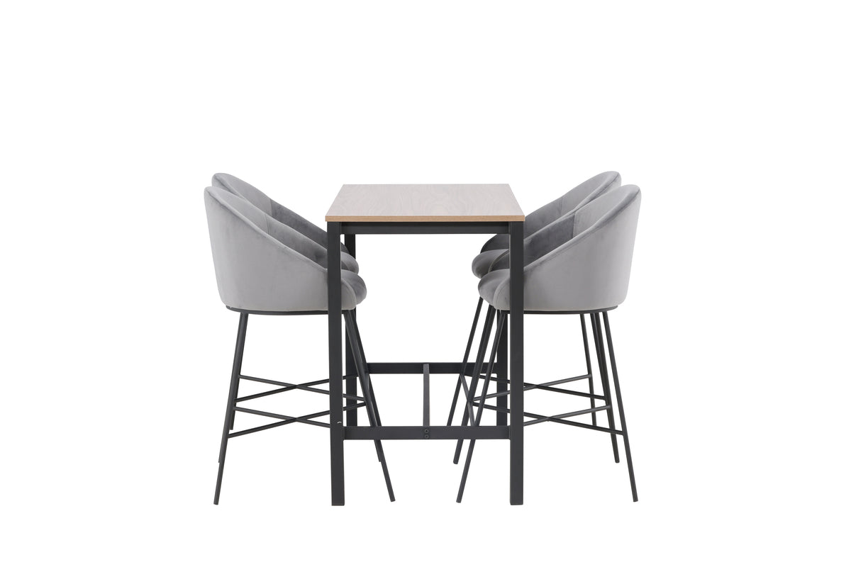 Barbord 120 x 60 Valnød + Barstol Mørkegrå