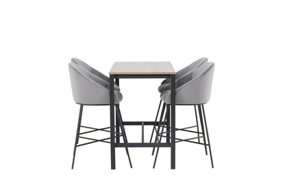 Barbord 120 x 60 Valnød + Barstol Mørkegrå