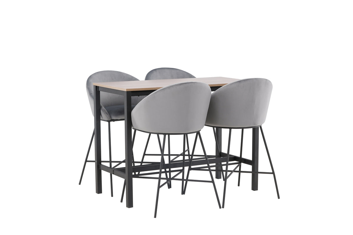 Barbord 120 x 60 Valnød + Barstol Mørkegrå