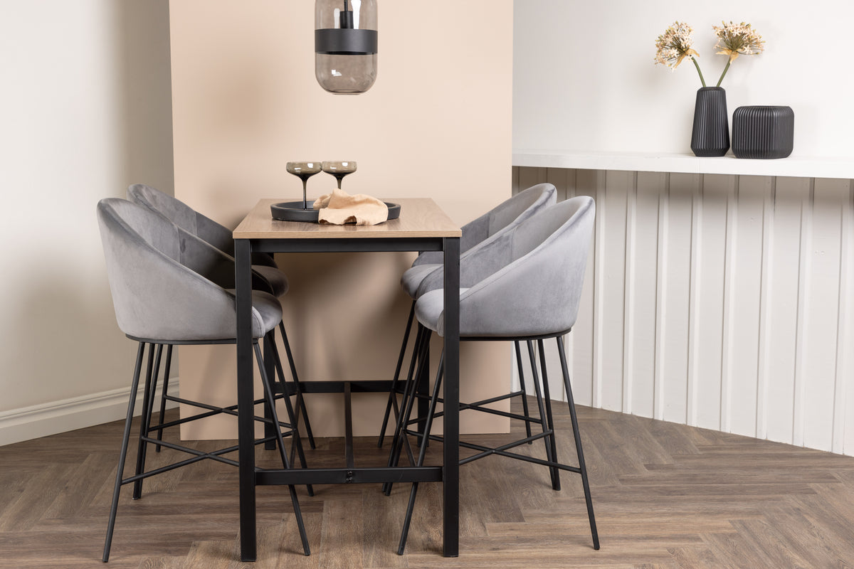 Barbord 120 x 60 Valnød + Barstol Mørkegrå