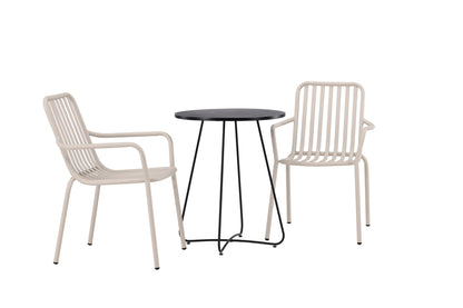 Peking & Bacong Spisebordsstole 2-pak Beige + Cafebord Ø60 Sort