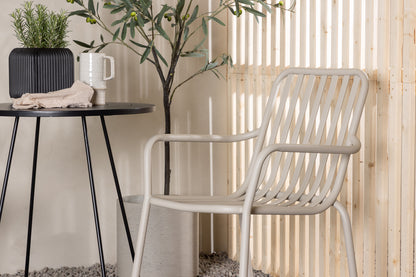 Peking & Bacong Spisebordsstole 2-pak Beige + Cafebord Ø60 Sort