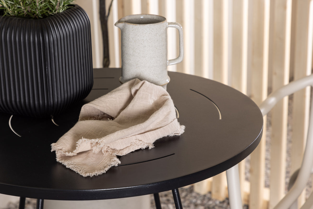 Peking & Bacong Spisebordsstole 2-pak Beige + Cafebord Ø60 Sort