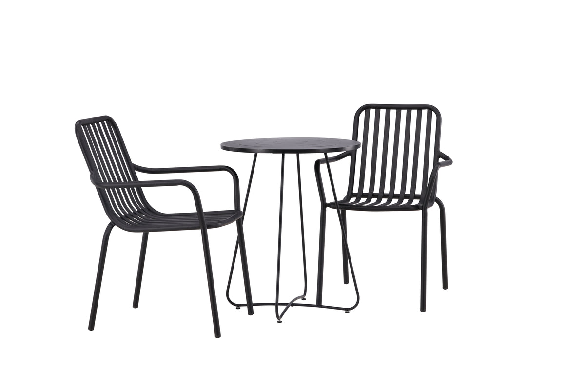Peking & Bacong Spisebordsstole 2-pak Sort + Cafebord Ø60 Sort
