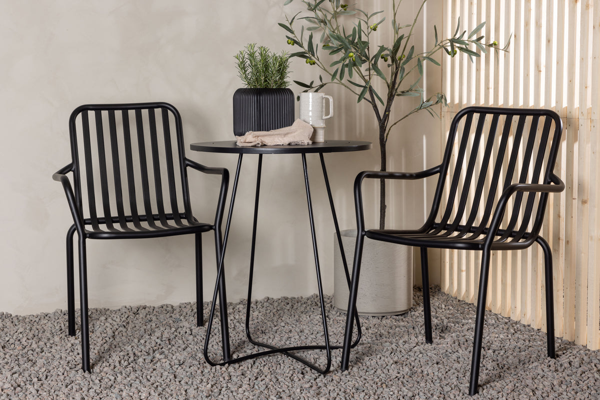 Peking & Bacong Spisebordsstole 2-pak Sort + Cafebord Ø60 Sort