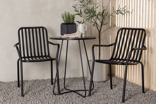 Peking & Bacong Spisebordsstole 2-pak Sort + Cafebord Ø60 Sort