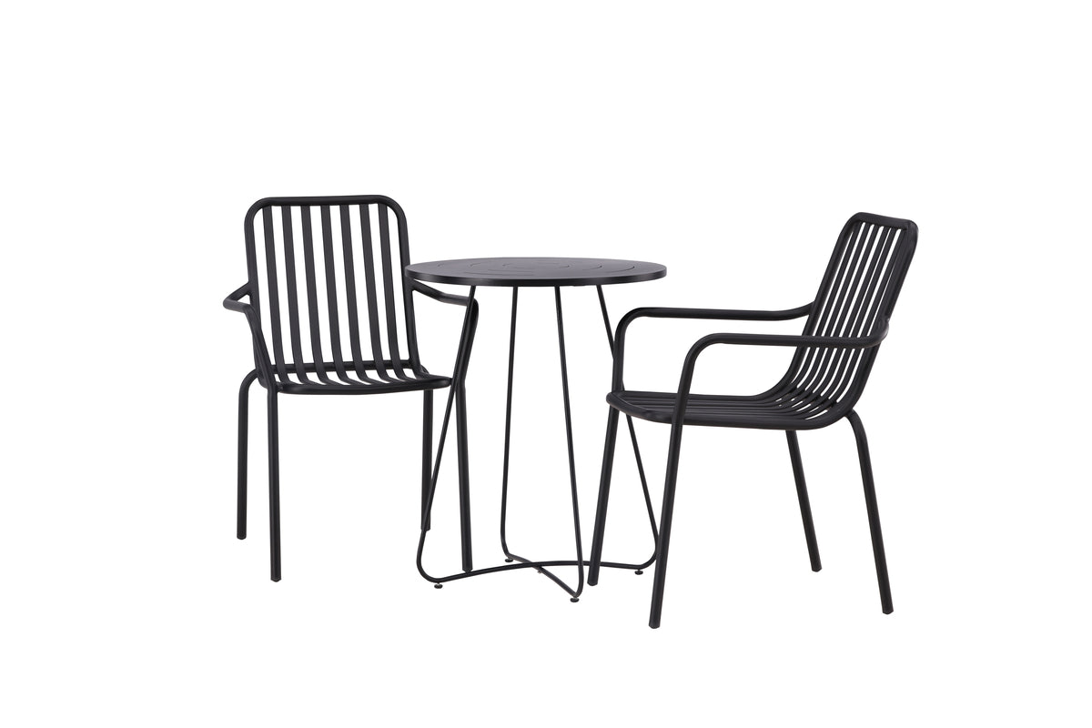 Peking & Bacong Spisebordsstole 2-pak Sort + Cafebord Ø60 Sort