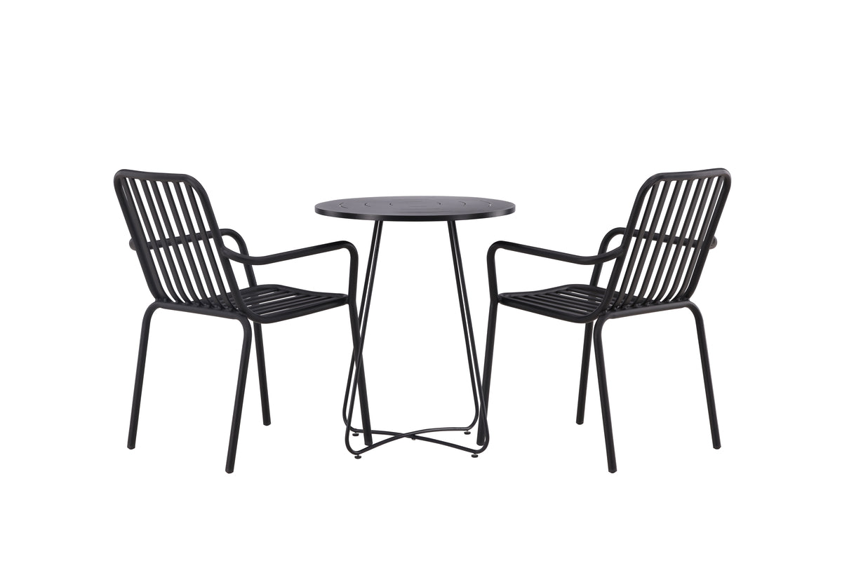 Peking & Bacong Spisebordsstole 2-pak Sort + Cafebord Ø60 Sort