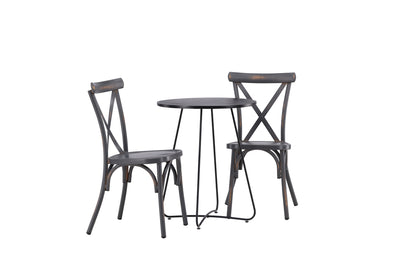 Spisebordsstol 2-pak Mørkegrå + Cafebord 60 Sort